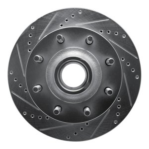 Ford Excursion Brake Rotor (1) - Front Left - R1 Concepts - Drilled & Slotted - Silver - `99-`02